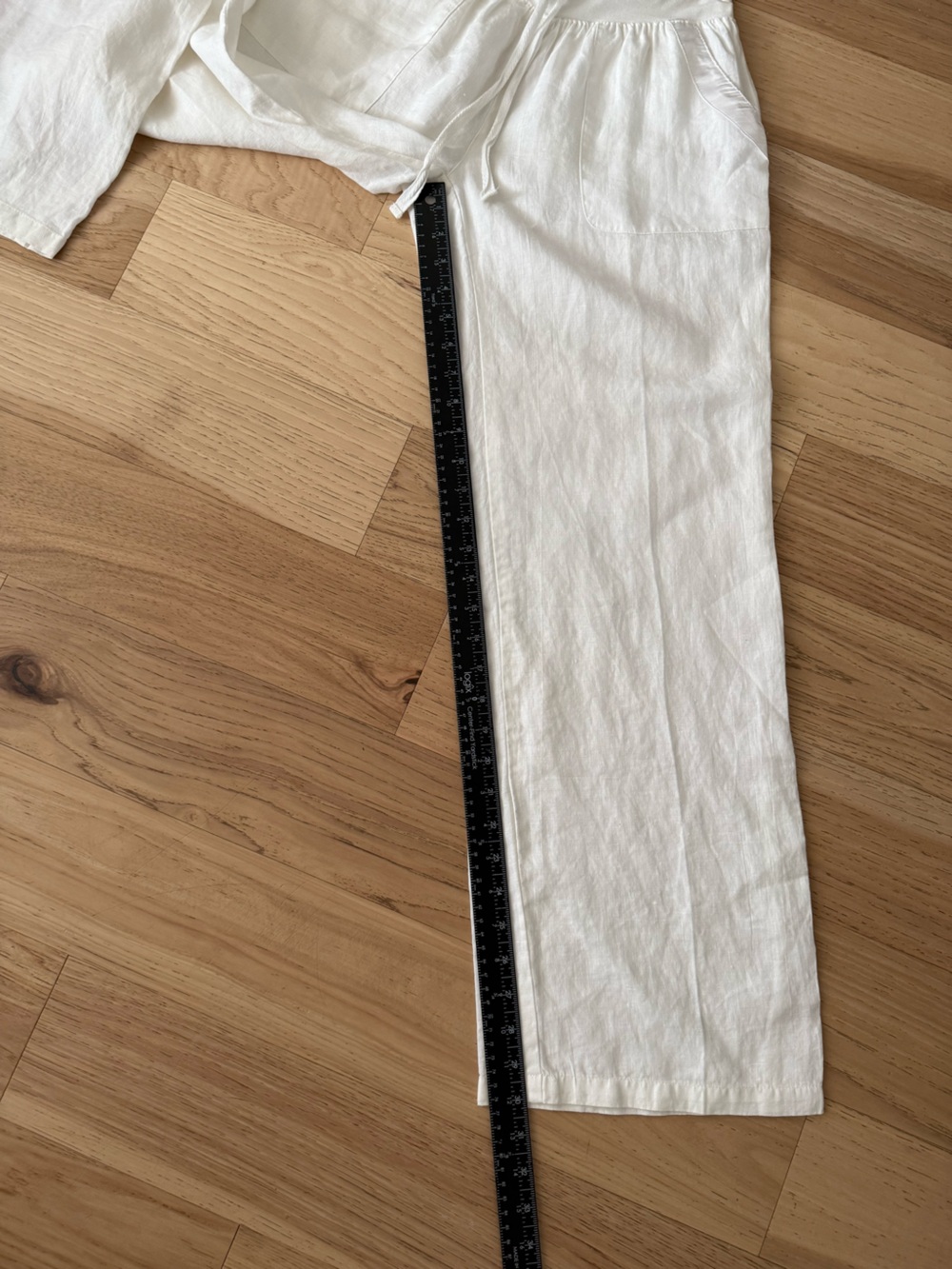 Elan White Drawstring Linen Pants Straight Leg Size Large - Picture 11 of 12